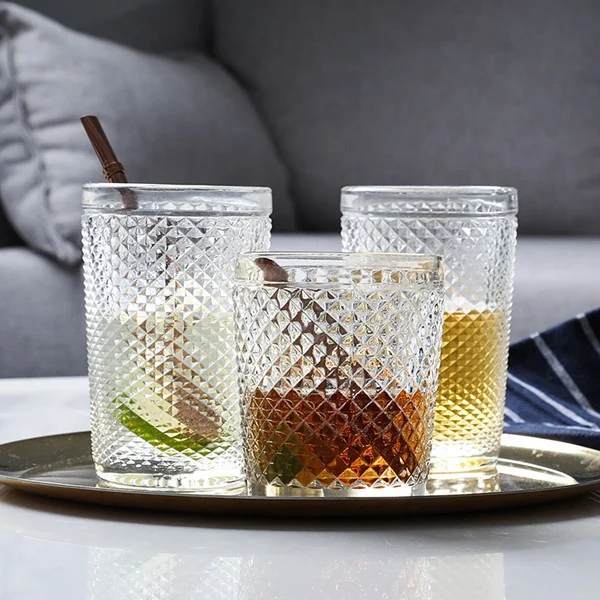 European Retro Style Diamond Relief Embossed Glass Water Wine Cup Machine Pressed Glassware, Multi-color
European Retro Style Diamond Relief Embossed Glass Water Wine Cup Machine Pressed Glassware, Multi-color