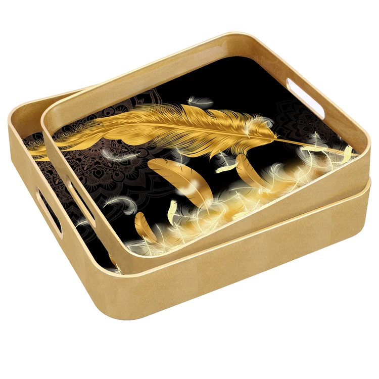 China New Product Two Handle Trays Eco-Friendly Decor Tray Elegant Square Serving Tray 
China New Product Two Handle Trays Eco-Friendly Decor Tray Elegant Square Serving Tray