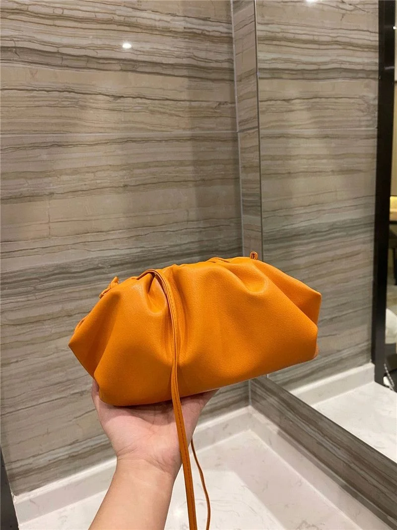 

Soft Quality Shoulder Handbag String Wrinkle Cloud Bag Plain Color Simple Design Bags For Ladies