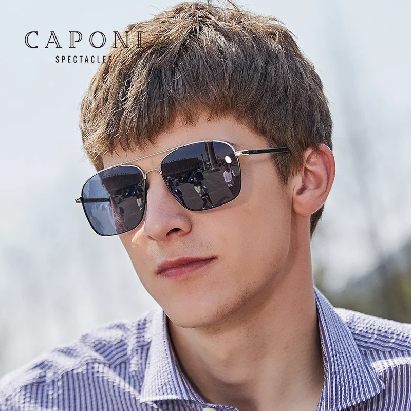 CAPONI 2021 Fashion Men Shade Glasses Metal Frame Polarized Sunglasses, Black silver
CAPONI 2021 Fashion Men Shade Glasses Metal Frame Polarized Sunglasses, Black silver