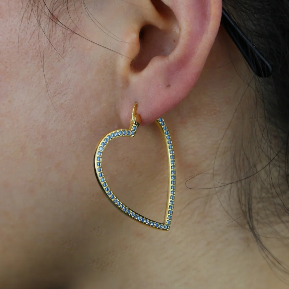 High Quality Sea blue pink white Rainbow cz heart shape hoop earring with gold filled for women lady wedding earrings jewelry
High Quality Sea blue pink white Rainbow cz heart shape hoop earring with gold filled for women lady wedding earrings jewelry