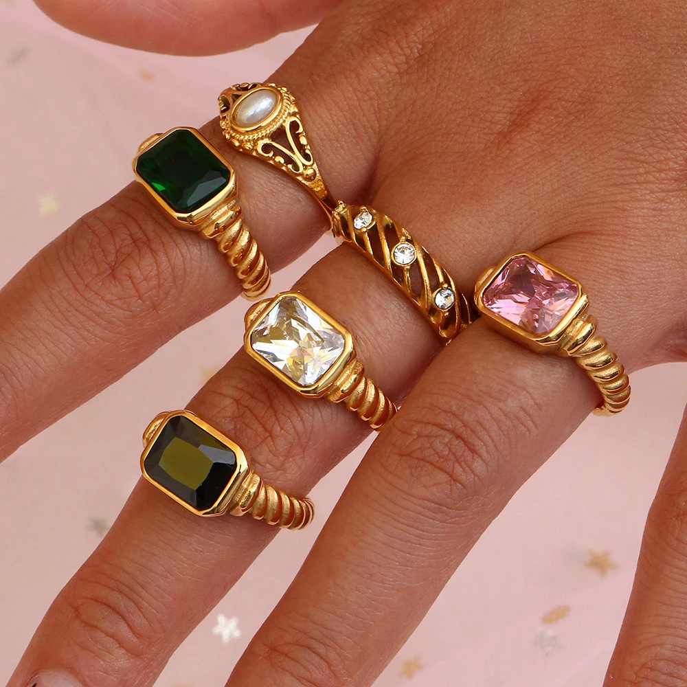 Fashion Female Jewelry Stainless Steel Zircon Rings For Women Engagement Wedding 18k Plated Gold Diamond Rings
Fashion Female Jewelry Stainless Steel Zircon Rings For Women Engagement Wedding 18k Plated Gold Diamond Rings
