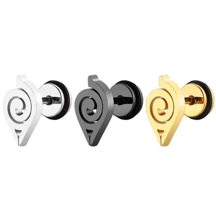 Fashion Vortex Stud Round cakes High Grade Stainless steel Naruto Anime Stud Earrings, Silver, gold, black
Fashion Vortex Stud Round cakes High Grade Stainless steel Naruto Anime Stud Earrings, Silver, gold, black
