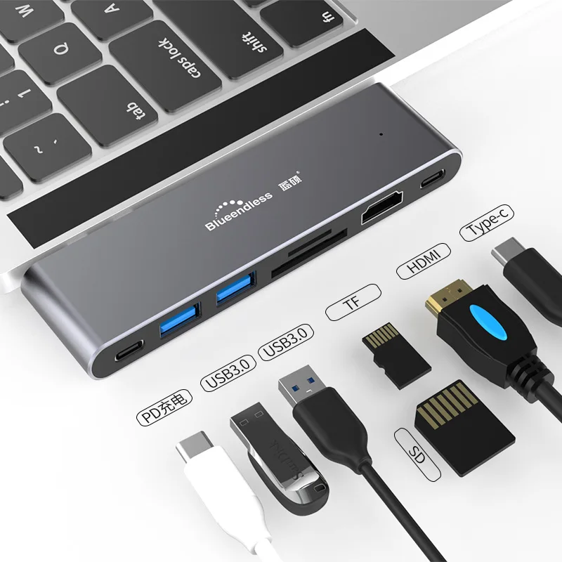 7 Port USB HUB Dual Usb 4K HDTV Thunderbolt 3 High Speed Adapter 7 IN 1 Usb C HUB For Mac Book Laptop, Grey, black, silver
7 Port USB HUB Dual Usb 4K HDTV Thunderbolt 3 High Speed Adapter 7 IN 1 Usb C HUB For Mac Book Laptop, Grey, black, silver