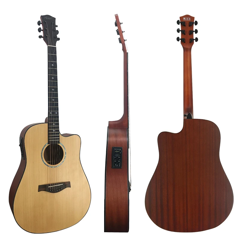 Custom OEM ODM Handmade Cutway Steel String Solid Spruce Top electric acoustic guitar folk string instruments for sale
Custom OEM ODM Handmade Cutway Steel String Solid Spruce Top electric acoustic guitar folk string instruments for sale