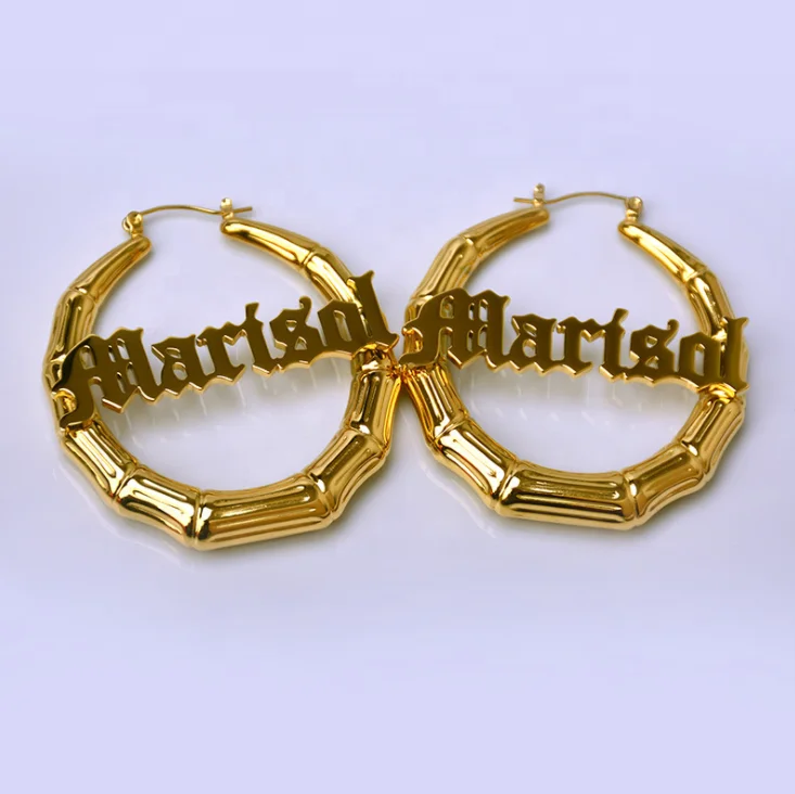 Name bamboo earrings custom stainless steel new European and American sexy hip-hop shape round big ear ring
Name bamboo earrings custom stainless steel new European and American sexy hip-hop shape round big ear ring