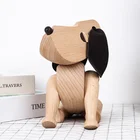 Nordic Style Home Decorations Denmark Solid wood Puppy Puppet Little Dog Ornament Kids Toys for wooden animal Figurines