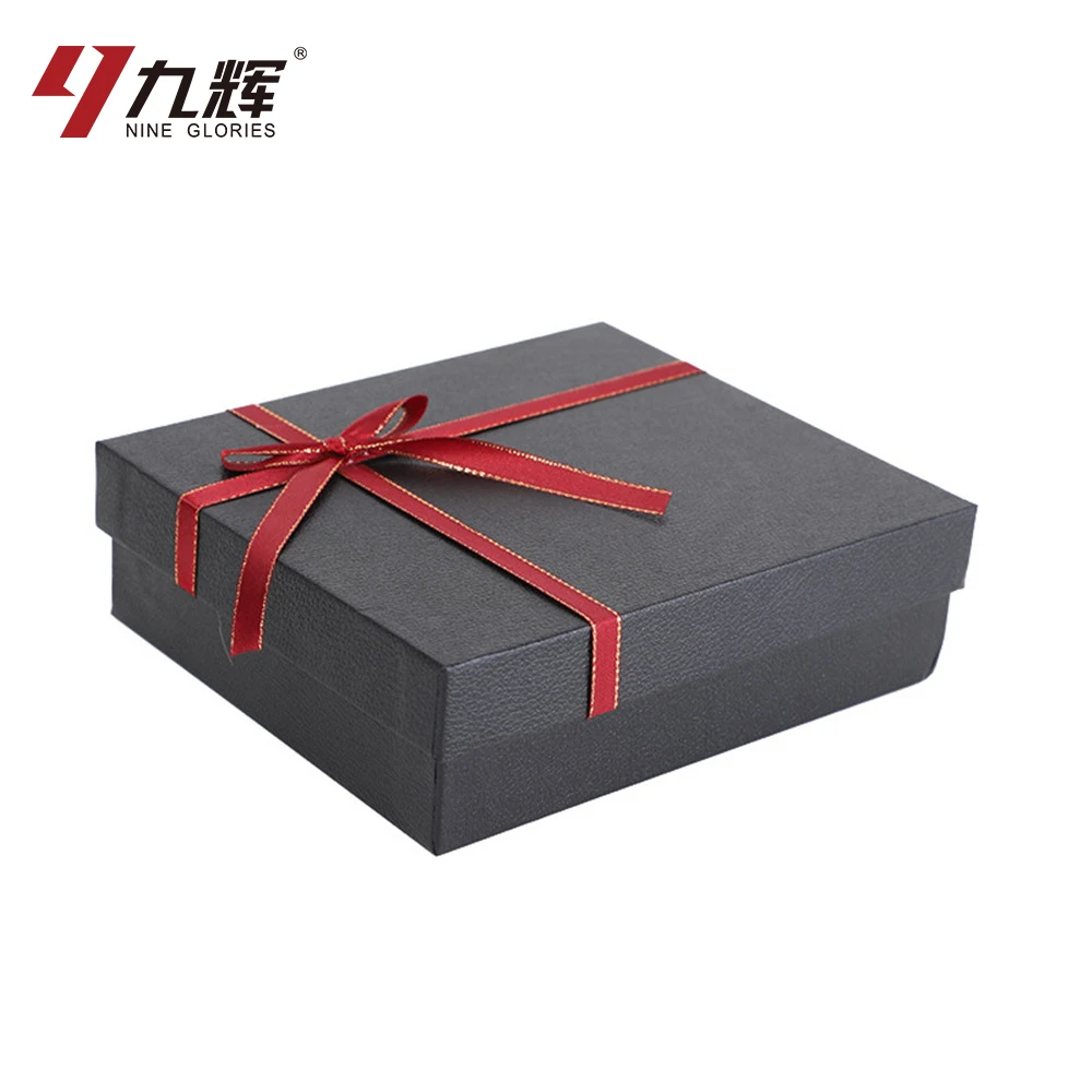 wholesale flower black gift box with ribbon red