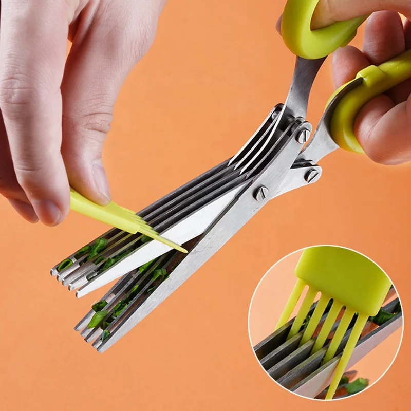 Professional Kitchen Utensil Stainless Steel 5 Blades Kitchen Tailor Scissors Herb Scissor With Comb, Random colors
Professional Kitchen Utensil Stainless Steel 5 Blades Kitchen Tailor Scissors Herb Scissor With Comb, Random colors