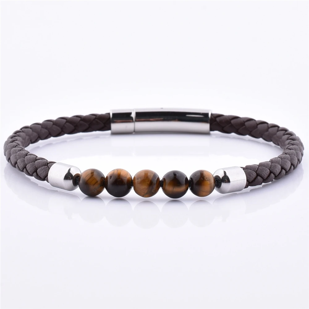 New Design European Unisex Handcrafted Brown Leather Mens Bangle Tiger Eye Stone Bracelet
New Design European Unisex Handcrafted Brown Leather Mens Bangle Tiger Eye Stone Bracelet