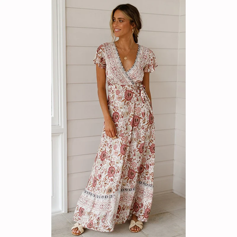 Summer Vacaton Beach Maxi Dresses Boho Short Sleeve Deep V Neck Long Dress Women Split Dress Printed, Pink, red, dark blue, lake blue, white background blue
Summer Vacaton Beach Maxi Dresses Boho Short Sleeve Deep V Neck Long Dress Women Split Dress Printed, Pink, red, dark blue, lake blue, white background blue
