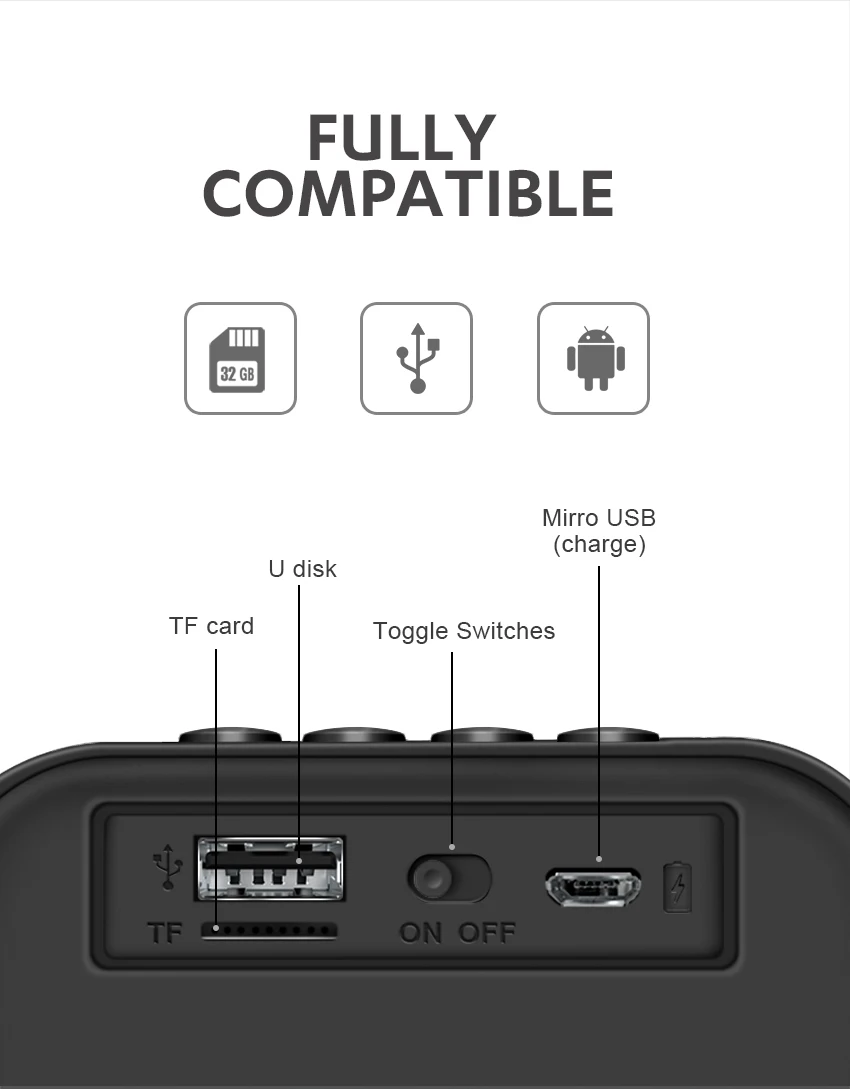 T5 Wireless Bluetooth Mini Speaker Portable Speakers Subwoofer Bluetooth 4.2 with SD FM Outdoor Column Loudspeaker - ANKUX.COM