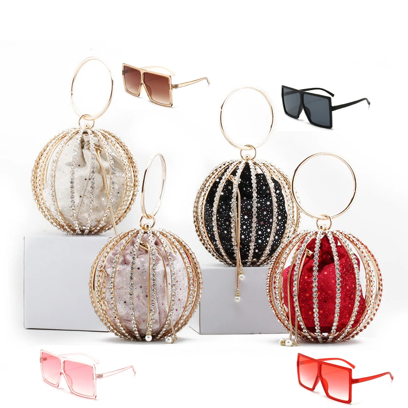 Wholesale summer combination rhinestone round cage ladies handbags women chain bags glasses and purse set, 4colors
Wholesale summer combination rhinestone round cage ladies handbags women chain bags glasses and purse set, 4colors
