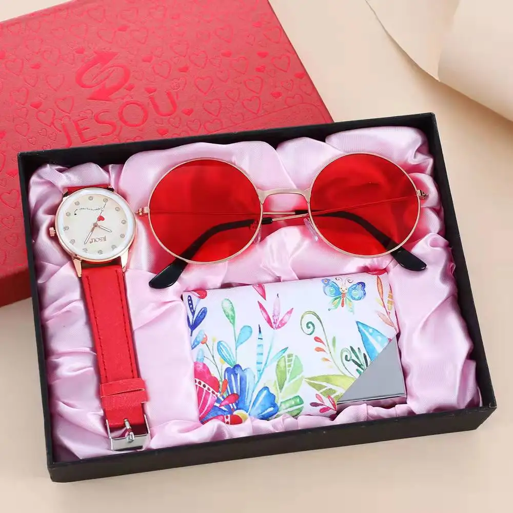 2022 New Arrival Fashion Gift for Women PU Leather Wallets+Watch+Sunglasses Exquisite Combination Women's Wallet Set, Colorful
2022 New Arrival Fashion Gift for Women PU Leather Wallets+Watch+Sunglasses Exquisite Combination Women's Wallet Set, Colorful