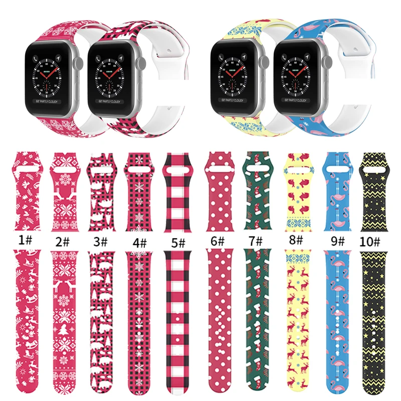 Hot Sales Christmas Silicone Rubber Sport Watch Band Strap Replacement Armband Smart Watch Bands For Apple Watch 7 6 5 4 3 SE
Hot Sales Christmas Silicone Rubber Sport Watch Band Strap Replacement Armband Smart Watch Bands For Apple Watch 7 6 5 4 3 SE