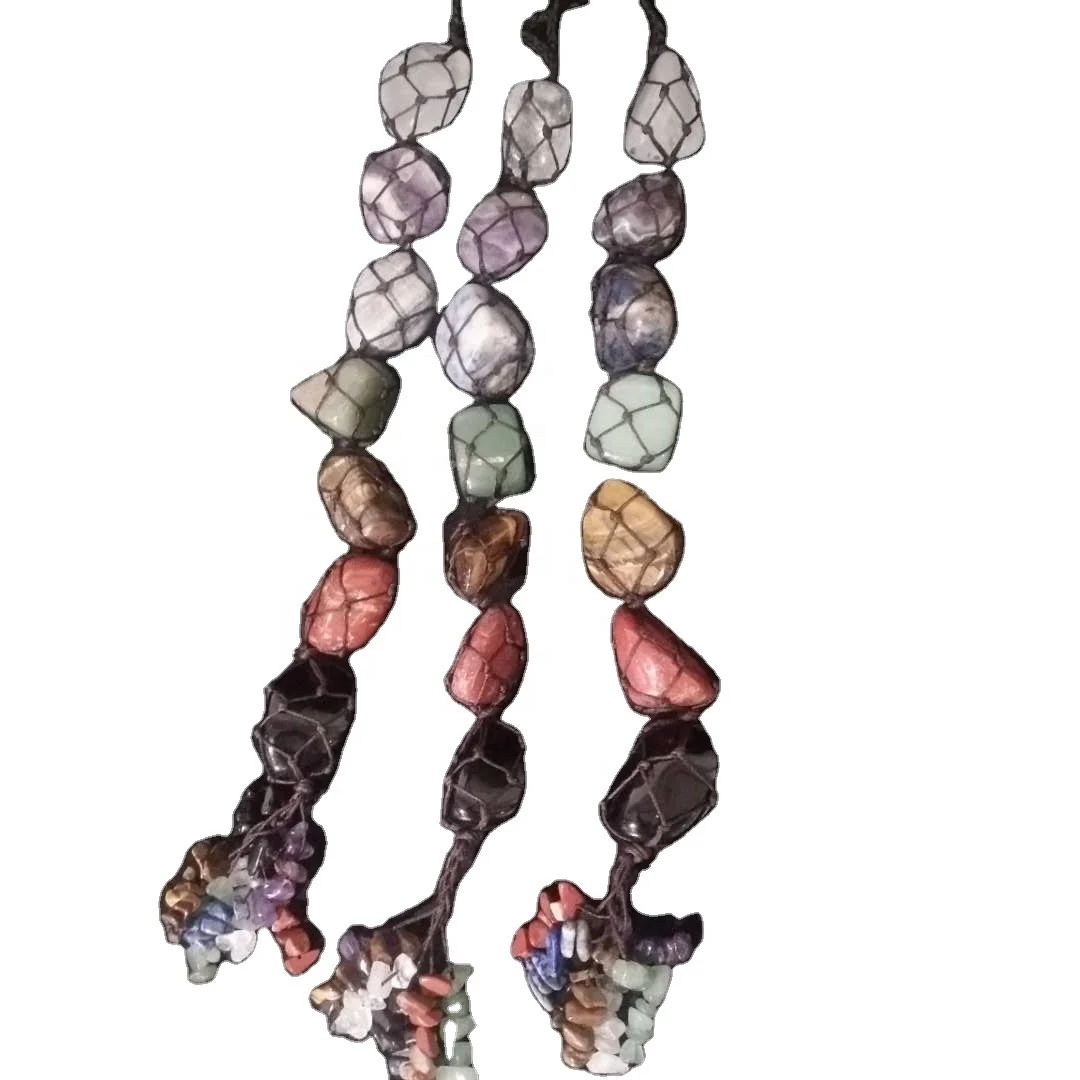 Beautiful natural crystal seven chakra colorful woven pendants for decoration, Mixed
Beautiful natural crystal seven chakra colorful woven pendants for decoration, Mixed