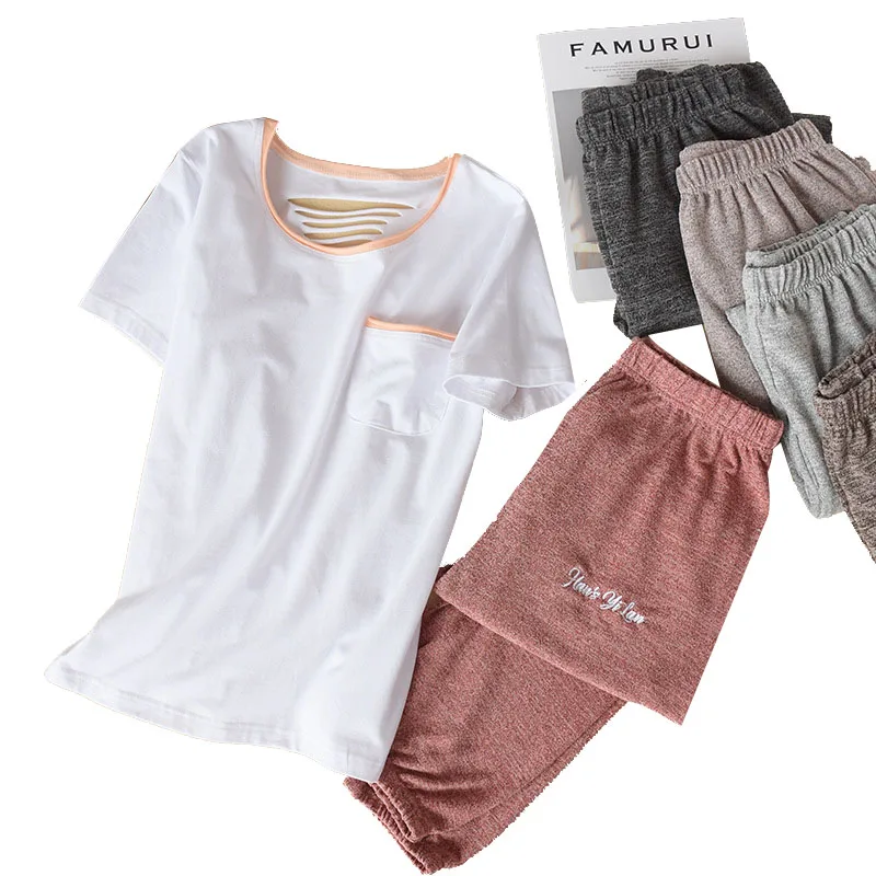 Casual Loose Homewear Women Short Sleeve Pajamas Pants Fashion Hollow-out Sleep Tops Summer Two Piece Home Clothes Female Pijama
Casual Loose Homewear Women Short Sleeve Pajamas Pants Fashion Hollow-out Sleep Tops Summer Two Piece Home Clothes Female Pijama