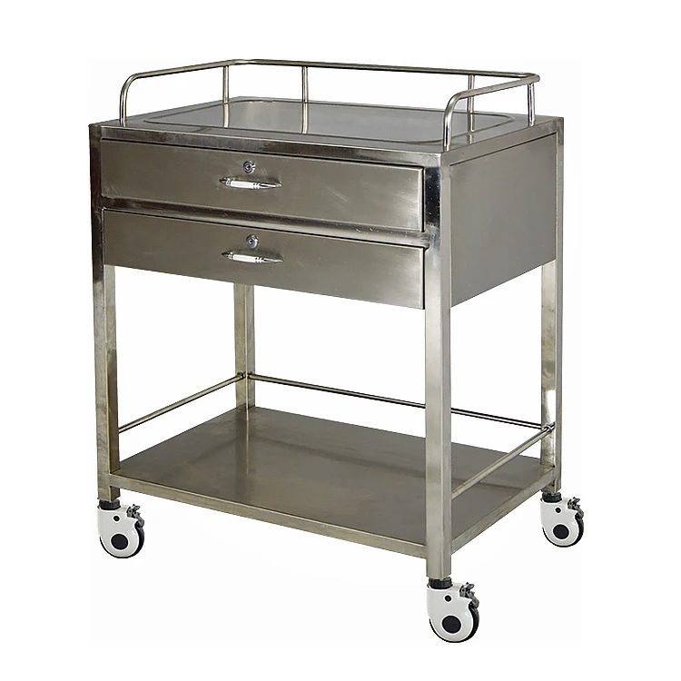 Hospital furniture stainless steel serving cart medicine trolley