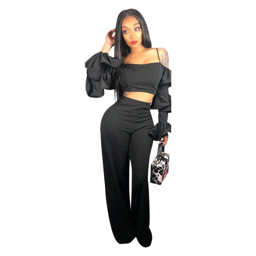 2020 New Arrivals ladies Sexy Spaghetti Strap Long sleeve ruffle sleeve black women clothes women two piece set
2020 New Arrivals ladies Sexy Spaghetti Strap Long sleeve ruffle sleeve black women clothes women two piece set