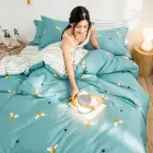 2019 Good Price Printed little Bee 100% Cotton Blue Quilt Bedding Duvet Comforter Cover Set