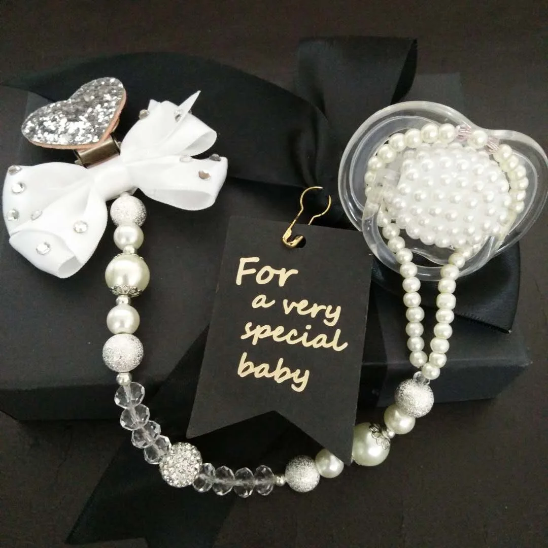 Personalised Name Baby Nipple Strap Pearl Dummy Holder Crystal Teether Toy Chain Leash for Baptism Gift, White/ custom
Personalised Name Baby Nipple Strap Pearl Dummy Holder Crystal Teether Toy Chain Leash for Baptism Gift, White/ custom
