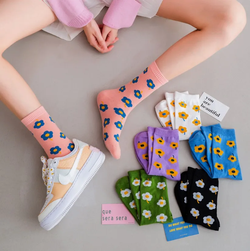 Women Floral Socks Soft Breathable Art Cotton Socks Harajuku Japanese Midi-Tube Sokken Mujer, Picture shown
Women Floral Socks Soft Breathable Art Cotton Socks Harajuku Japanese Midi-Tube Sokken Mujer, Picture shown