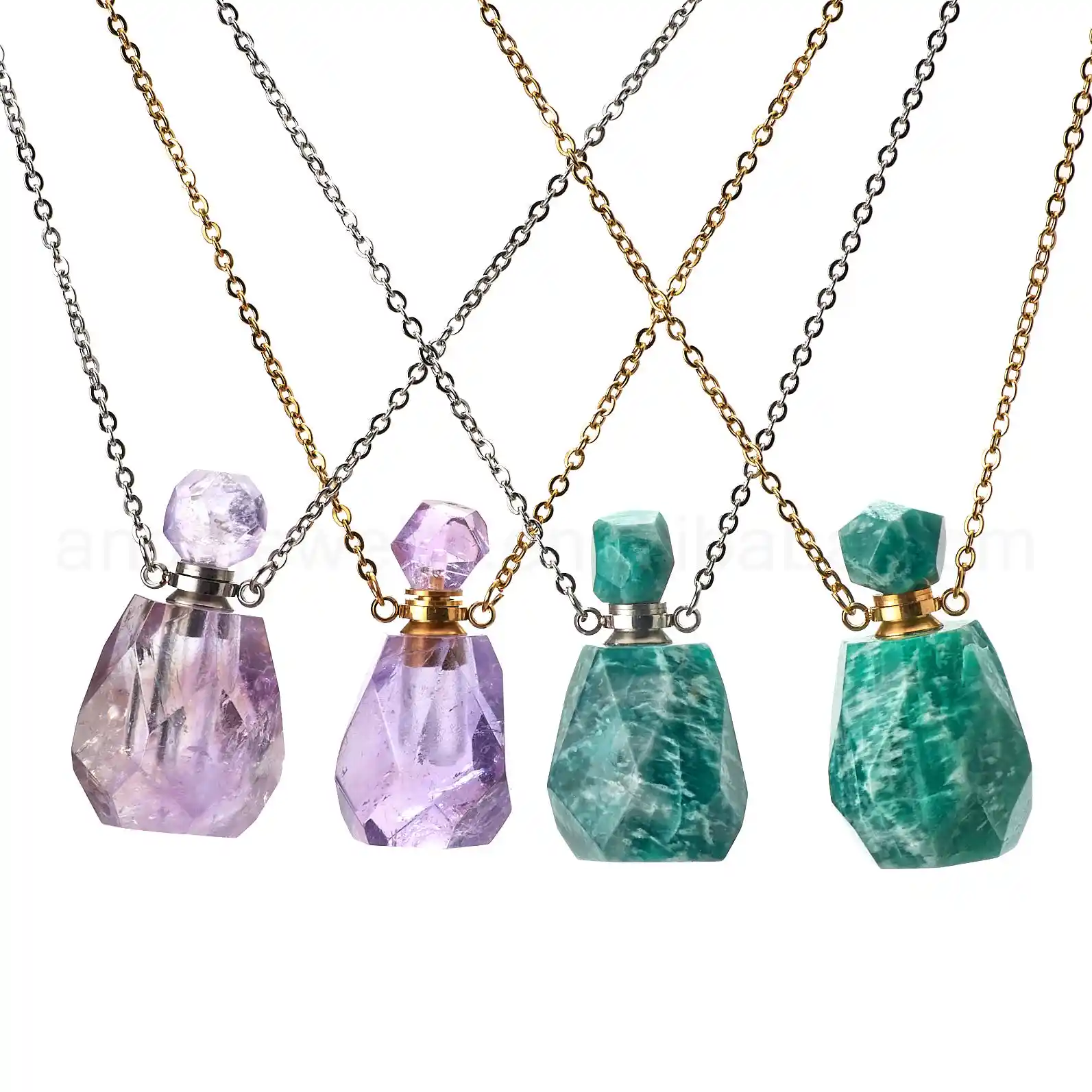 faced gemstone pendant necklace crystal quartz charm essential