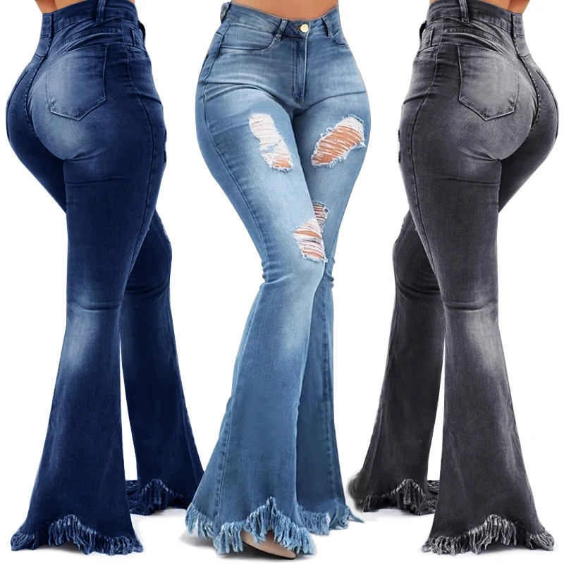 womens high waisted bell bottom jeans