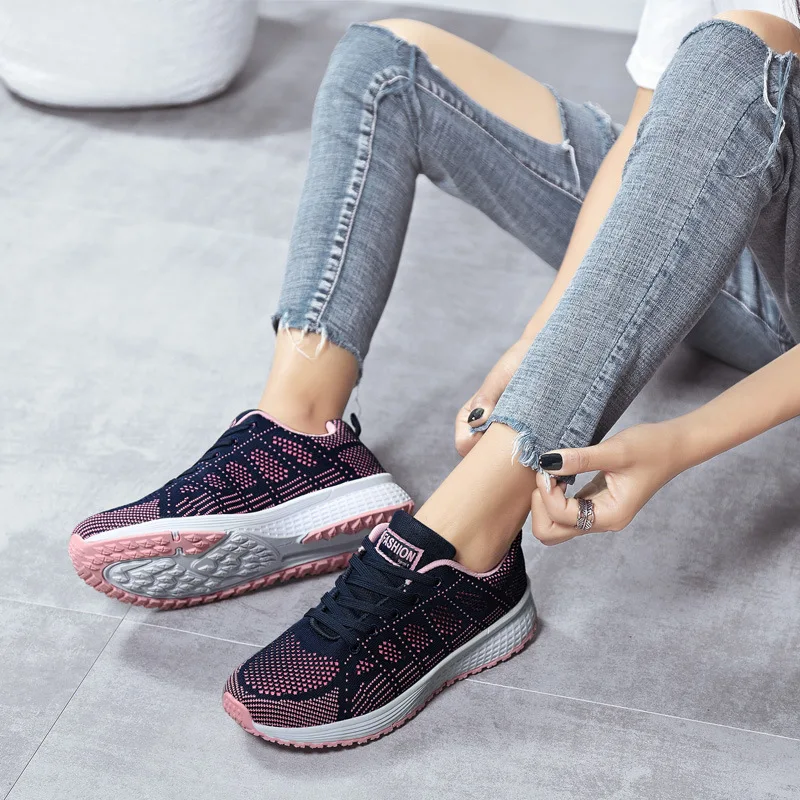 Four Season Casual Lightweight Fly Weaving Lace Up Women Running Shoes, White, black, dark blue pink, gray pink
Four Season Casual Lightweight Fly Weaving Lace Up Women Running Shoes, White, black, dark blue pink, gray pink