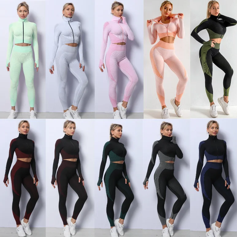 XS S M L XL Women 2 piece crop top leggings and sports bra workout clothing 2 piece seamless yoga set with zipper, Multi color optional
XS S M L XL Women 2 piece crop top leggings and sports bra workout clothing 2 piece seamless yoga set with zipper, Multi color optional