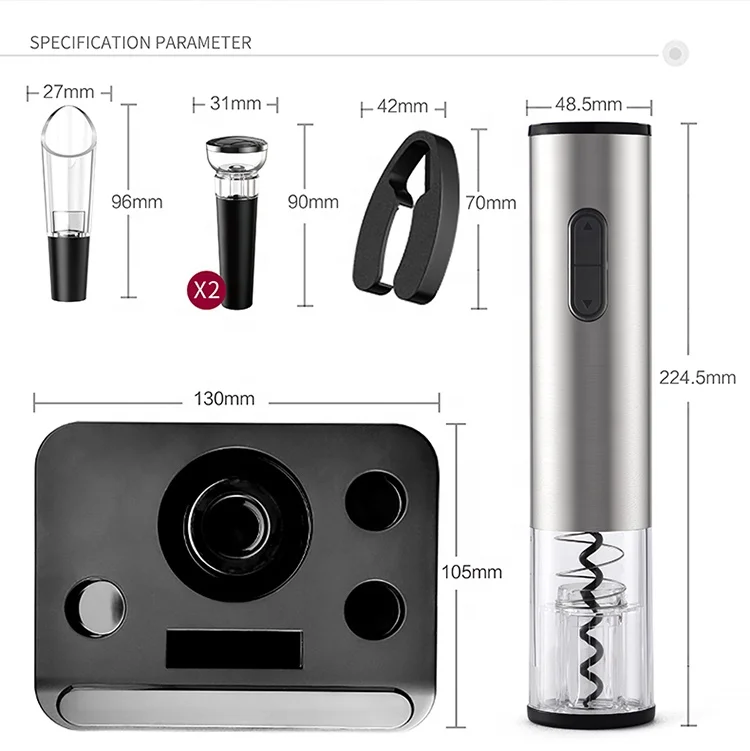 Luxury Automatic Battery Operated Corkscrew Bottle Red Wine Opener Aerator Electric Wine Opener Set 
Luxury Automatic Battery Operated Corkscrew Bottle Red Wine Opener Aerator Electric Wine Opener Set