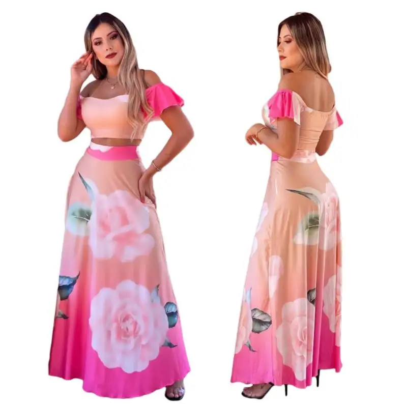 2021 New arrival summer floral two piece skirt set crop top maxi women 2 piece skirt set JZH8048
2021 New arrival summer floral two piece skirt set crop top maxi women 2 piece skirt set JZH8048