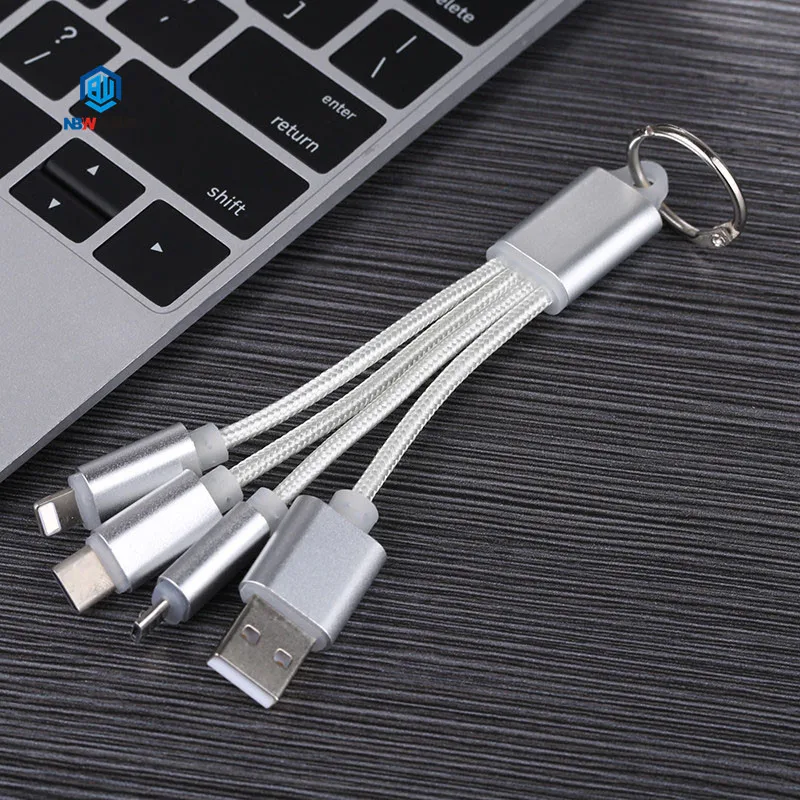 NaBoWei free shipping 3 in 1 nylon braided usb cable charger for iphone type c V8 3in1 usb cable - ANKUX.COM