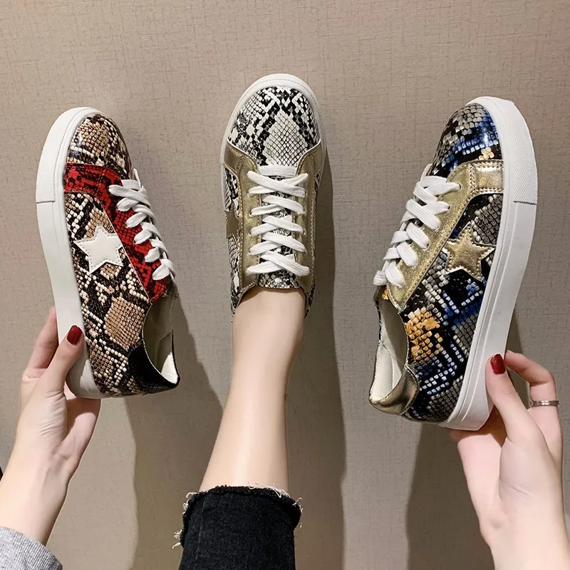 Plus Size 38-43 Women Snake Printing PU Leather Vulcanized Shoes Female Sneakers Fashion Platform Woman Shoes Walking Footwear, White, light brown, color
Plus Size 38-43 Women Snake Printing PU Leather Vulcanized Shoes Female Sneakers Fashion Platform Woman Shoes Walking Footwear, White, light brown, color