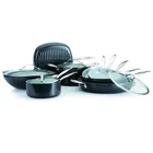 high quality 18pcs aluminum alloy ceramic non-stick coating black cookware set with inox handle