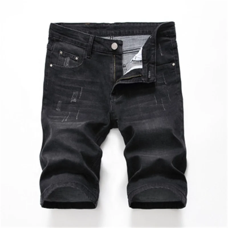 Summer Denim Ripped Male Short Jeans, Black/gray 
Summer Denim Ripped Male Short Jeans, Black/gray