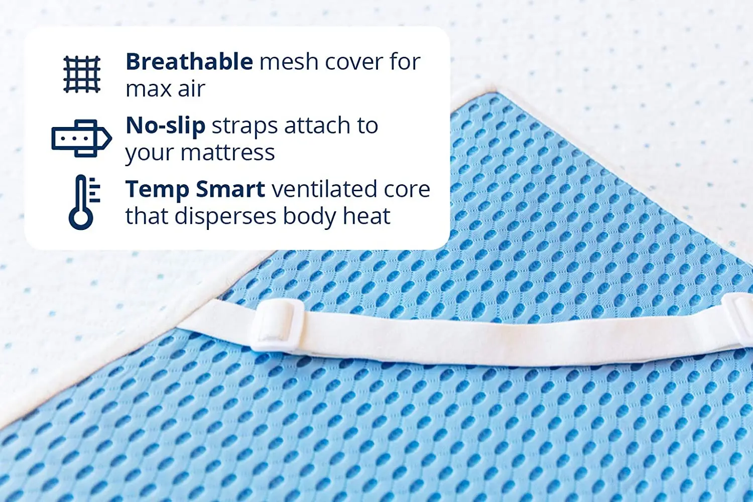 7.6cm breathable gel memory foam mattress topper blue