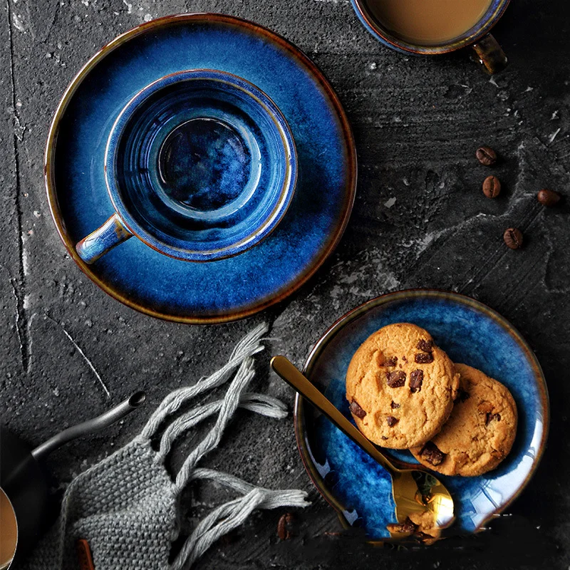 European Style Cat Eye Blue Tableware Vintage Coffee Cup And Saucer ceramic gift set
European Style Cat Eye Blue Tableware Vintage Coffee Cup And Saucer ceramic gift set