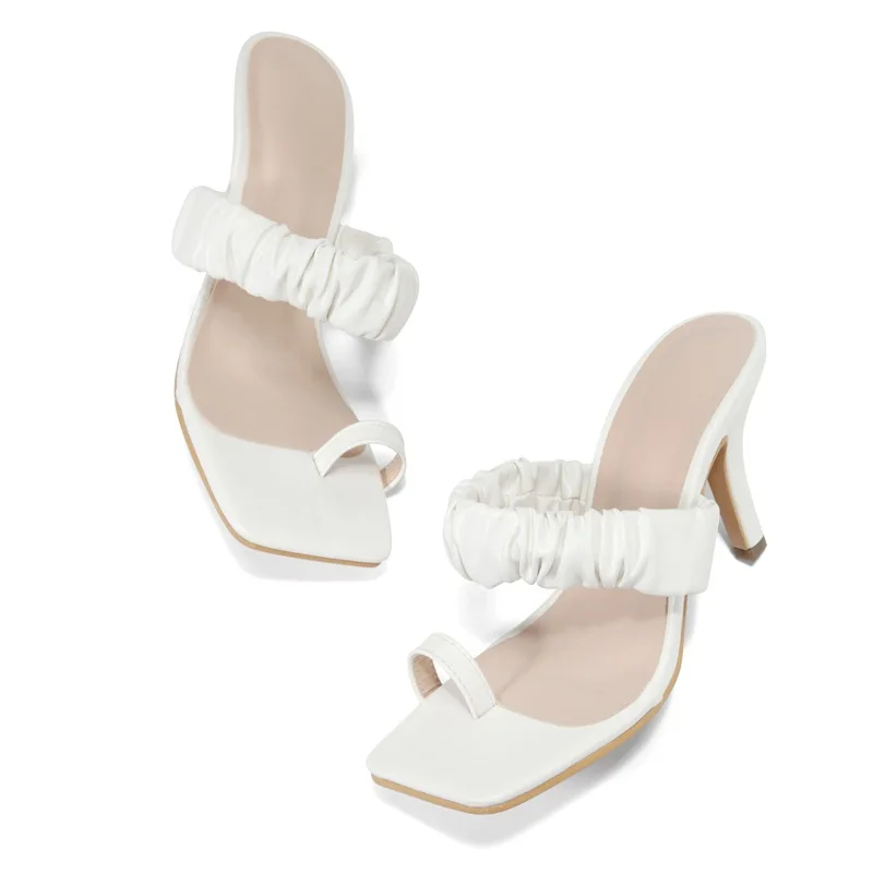 Dropshipping Fashion Ladies Slippers Plus Size White Square Toe Flip Toe Slim Heel Pleated Strap Women Slippers 2021
Dropshipping Fashion Ladies Slippers Plus Size White Square Toe Flip Toe Slim Heel Pleated Strap Women Slippers 2021