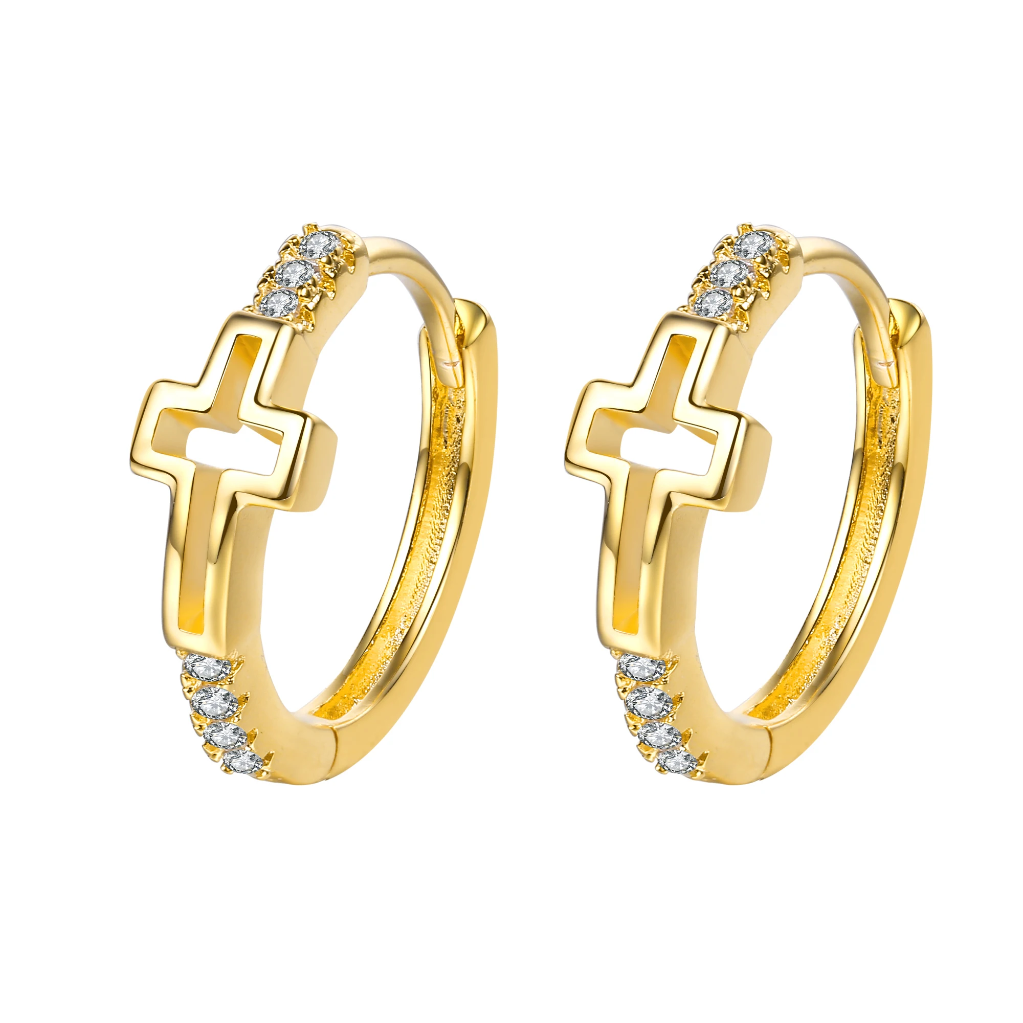 Hot selling high quality Cross Earrings Fashion copper plated 18K Gold Zircon Earrings designed for women Cross Earrings
Hot selling high quality Cross Earrings Fashion copper plated 18K Gold Zircon Earrings designed for women Cross Earrings