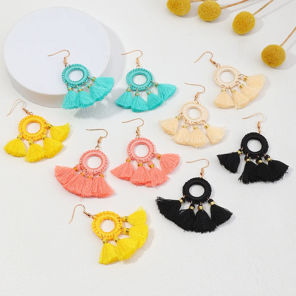 Wholesale Bohemian Style Oversized Colorful Tassel Earrings Retro Temperament Earrings Jewelry For Women
Wholesale Bohemian Style Oversized Colorful Tassel Earrings Retro Temperament Earrings Jewelry For Women