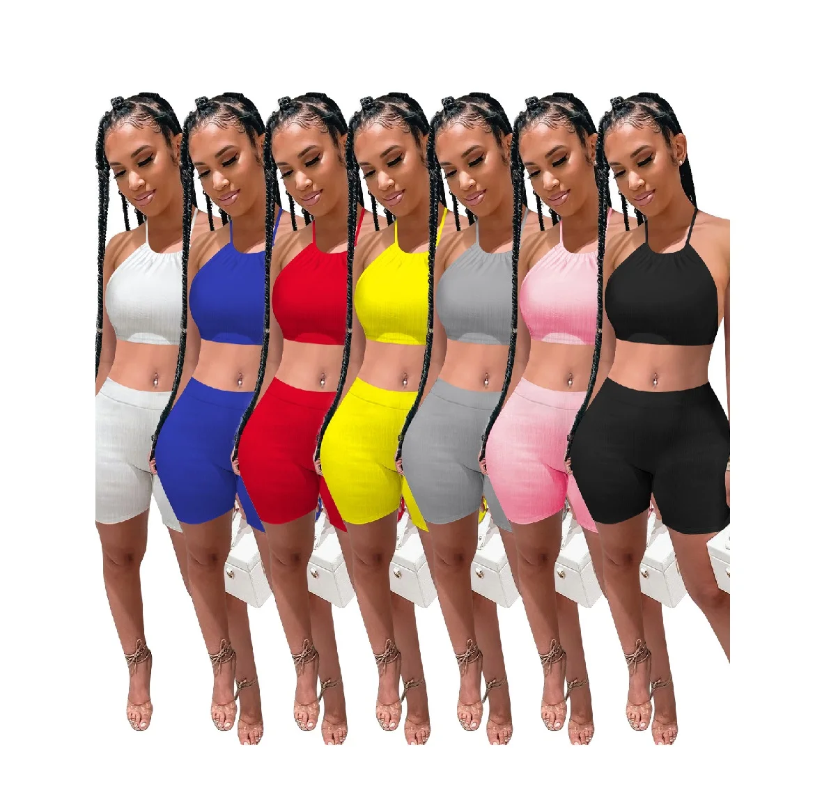 2021 Casual Fashion Ribbed Biker Shorts Set Women Summer Backless Sleeveless Crop Top and Shorts Women's 2 Piece Short Set, Picture
2021 Casual Fashion Ribbed Biker Shorts Set Women Summer Backless Sleeveless Crop Top and Shorts Women's 2 Piece Short Set, Picture