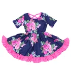 baby girls boutique clothing cotton frock 10 years whosale pleated flower dress for children new design girls twirl dress