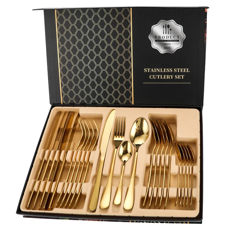 cutlery set 24pcs stainless steel PVD 24pc flatware sets, Black Gold Silver Cutlery Set 24 pieces, Silver/gold/rose gold/rainbow/black/blue
cutlery set 24pcs stainless steel PVD 24pc flatware sets, Black Gold Silver Cutlery Set 24 pieces, Silver/gold/rose gold/rainbow/black/blue