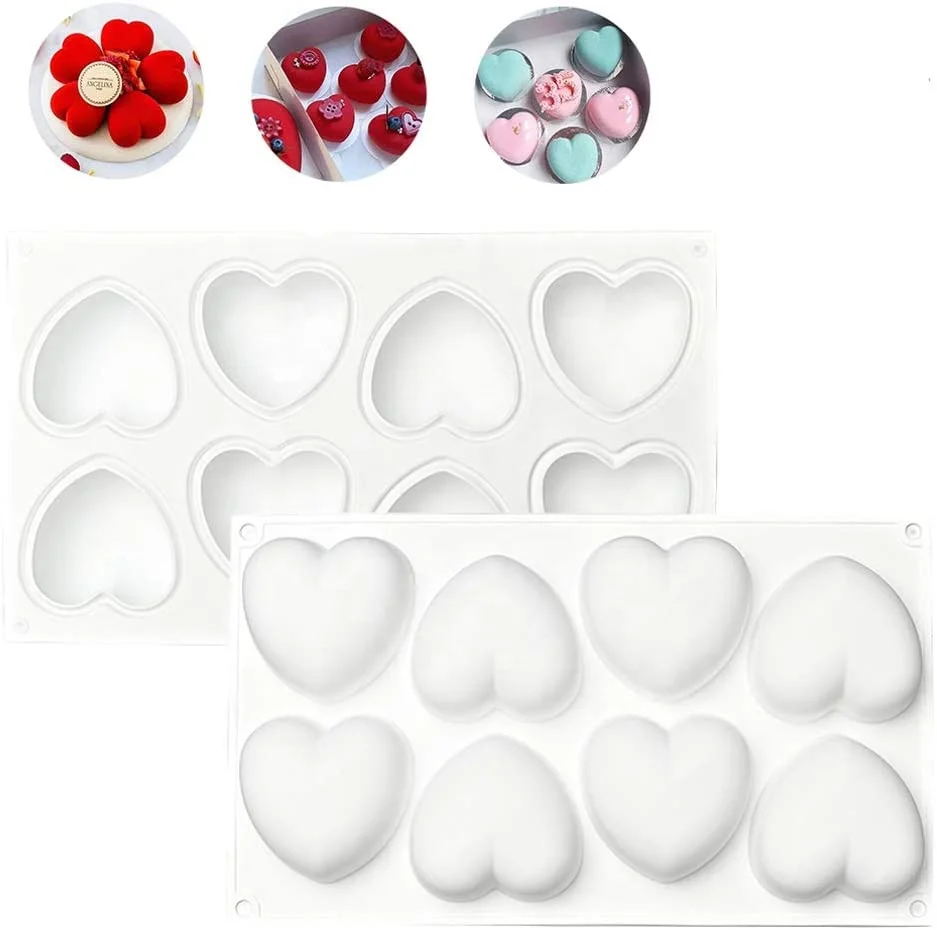 OKSILICONE Hot Sale 3D Heart Shape Silicone Cake Mold For Baking 8 Hole Silicone Mousse Dessert Baking Pan For Cupcake, White/customized
OKSILICONE Hot Sale 3D Heart Shape Silicone Cake Mold For Baking 8 Hole Silicone Mousse Dessert Baking Pan For Cupcake, White/customized