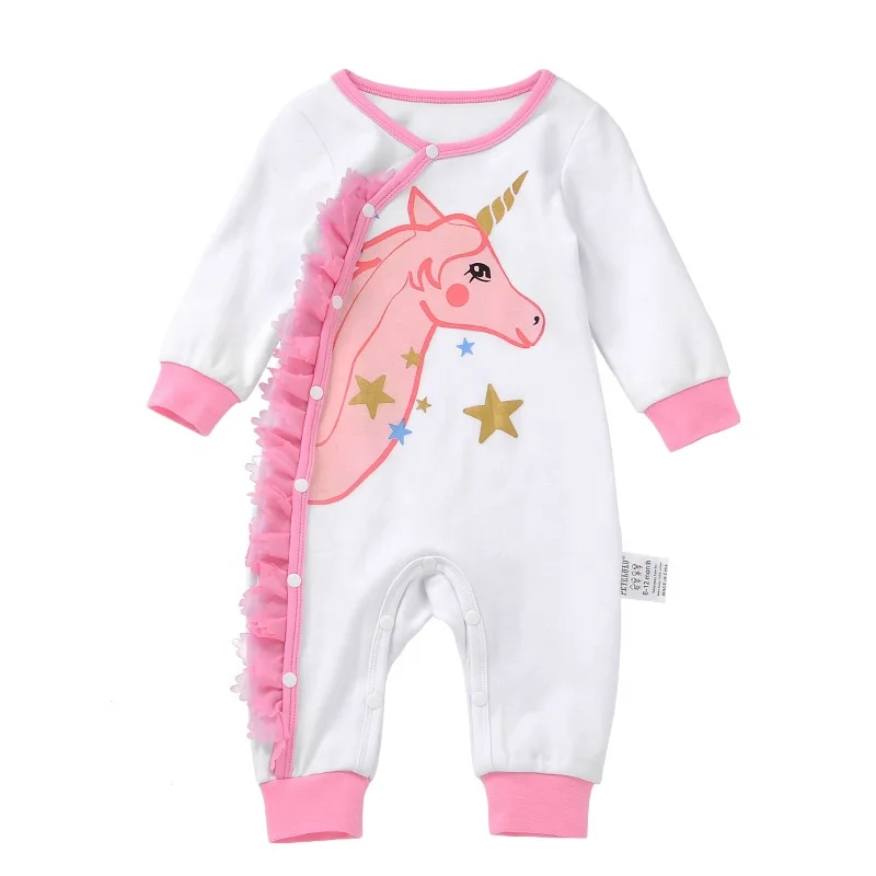 Interlock Cotton Lace Ruffled Popular Unicorn Printing Front Buttoned Baby Clothing Romper, Pink or customized as you required
Interlock Cotton Lace Ruffled Popular Unicorn Printing Front Buttoned Baby Clothing Romper, Pink or customized as you required