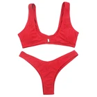 Solid Color Custom Bikini Push Up Crop Top Swimwear for Women