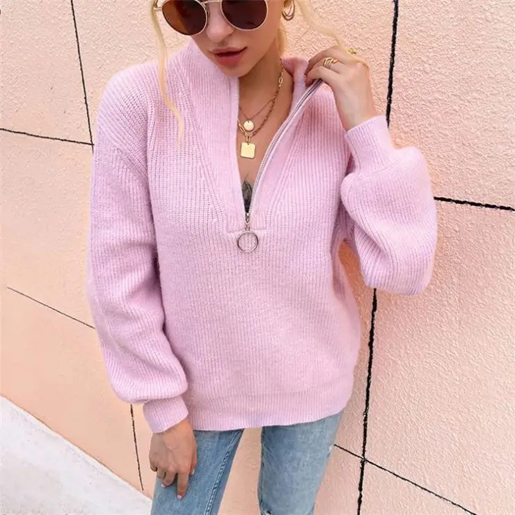 Hot Selling 2021 Autumn Winter V Neck Knit Sweater Zipper Half Cardigan Lantern Sleeve Sweater
Hot Selling 2021 Autumn Winter V Neck Knit Sweater Zipper Half Cardigan Lantern Sleeve Sweater