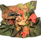 Beach Print Silk Scarf Printed Scarf Manufacturers Chinese Beach 100% Bandana Newest Digital Print Silk Scarf