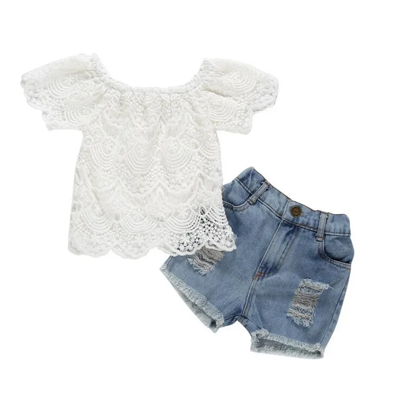 girls clothes set wholesale summer Short sleeve lace top ripped denim shorts little toddler girl clothing Causal Outfit
girls clothes set wholesale summer Short sleeve lace top ripped denim shorts little toddler girl clothing Causal Outfit